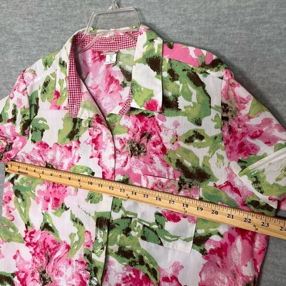 Adrian Delafield Floral Gingham Shirt Womens XL Button Up Easter Spring Country - Picture 9 of 11